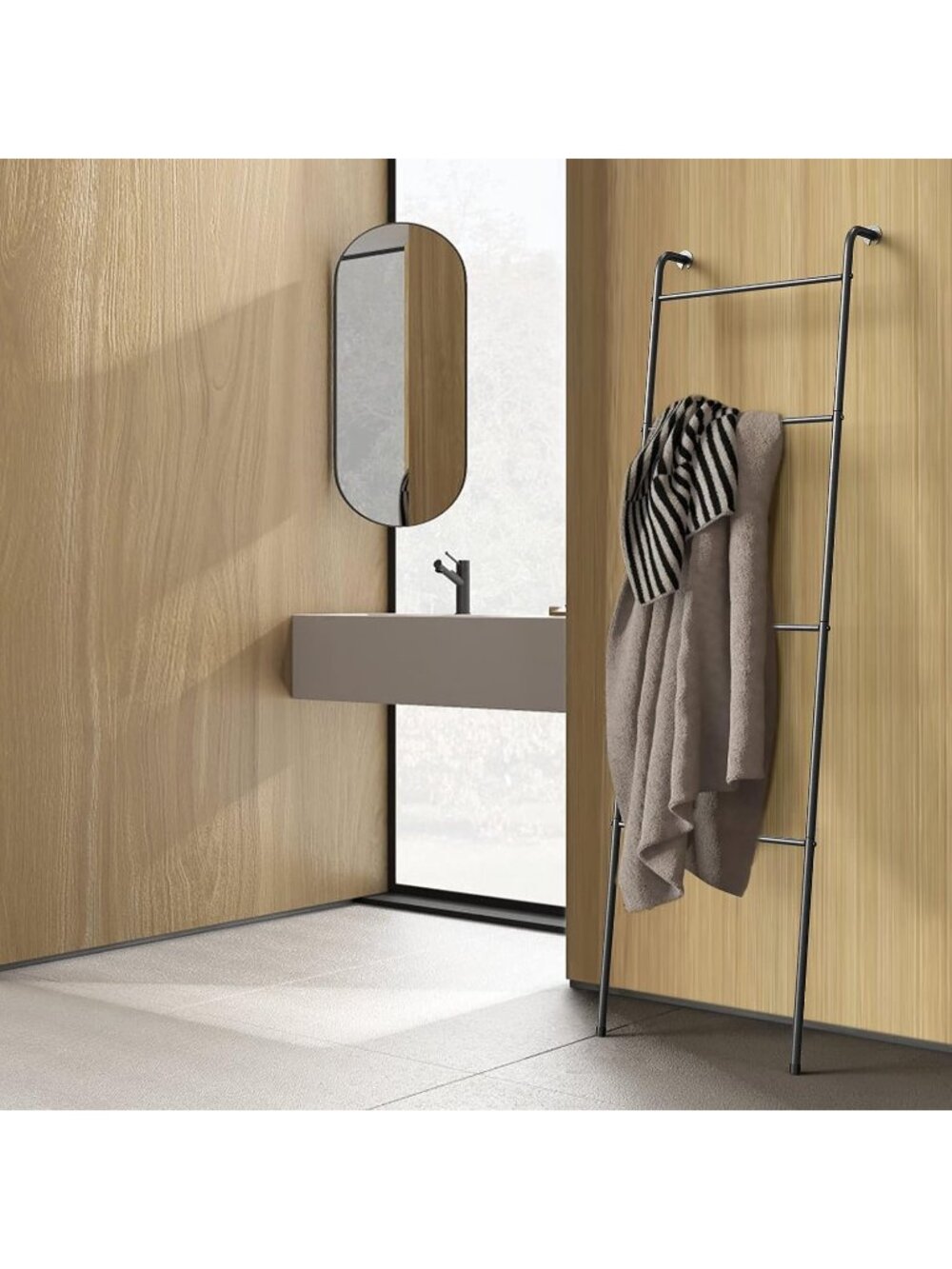 New Blanket Ladder Decorative Towel Rack for Home, Metal Wall Leaning Stand - Picture 5 of 6